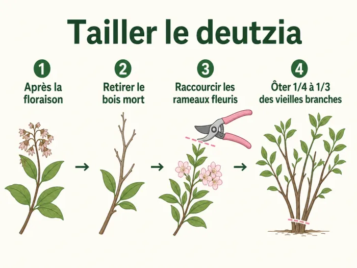 Étapes de taille du deutzia