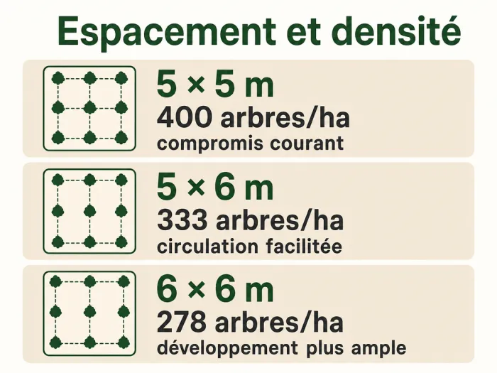 Espacements et densités de plantation
