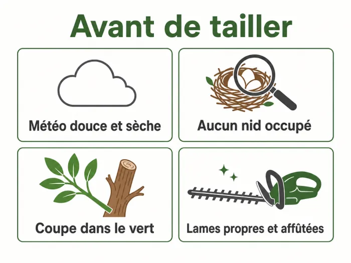 Checklist avant de tailler les thuyas