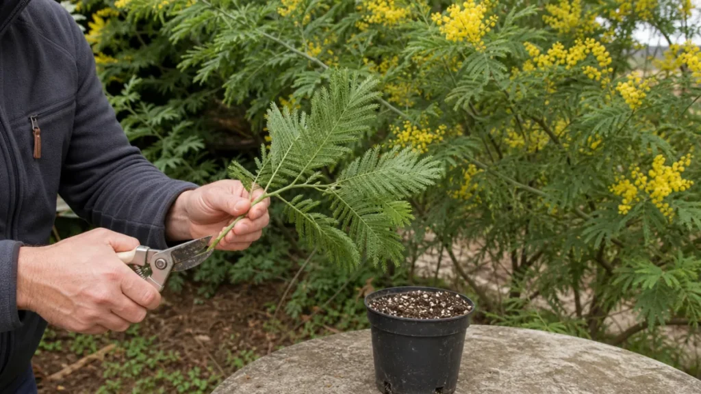 Bouturage d’un rameau de mimosa