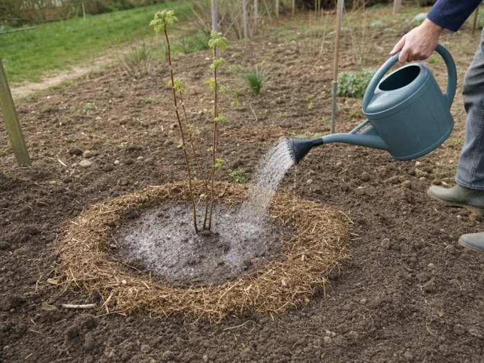 Plantation correcte d’un jeune framboisier