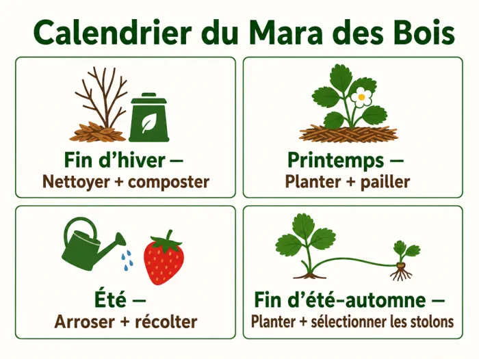 Calendrier du fraisier Mara des Bois